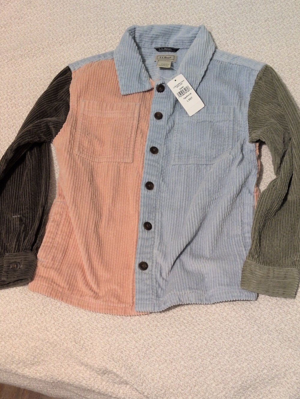 LL bean girls Corduroy Shirt Size 6x/7 NWT